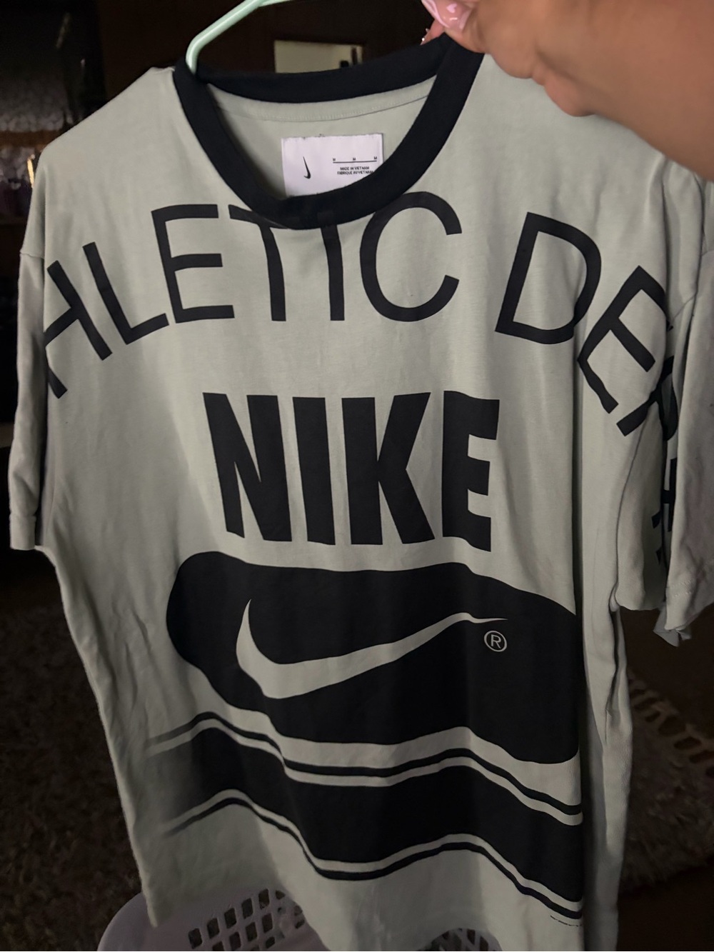 Nike Crewneck Tee in Sage Green and Black Trim
